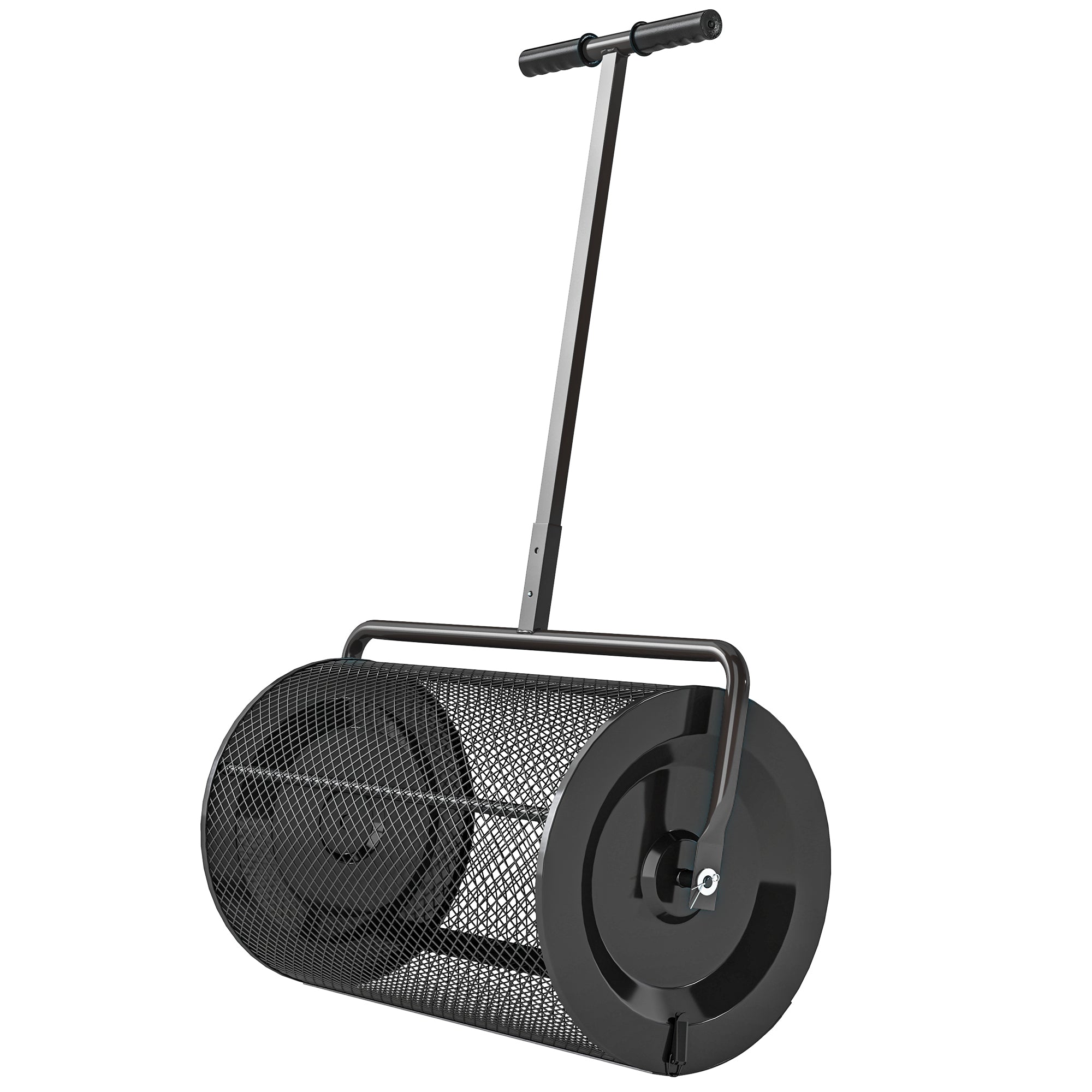 Outsunny 24 Inch Compost Spreader, Peat Moss Spreader with 24.4"/26.4" Height Adjustable Handle, Soil Spreader for Lawn, Black