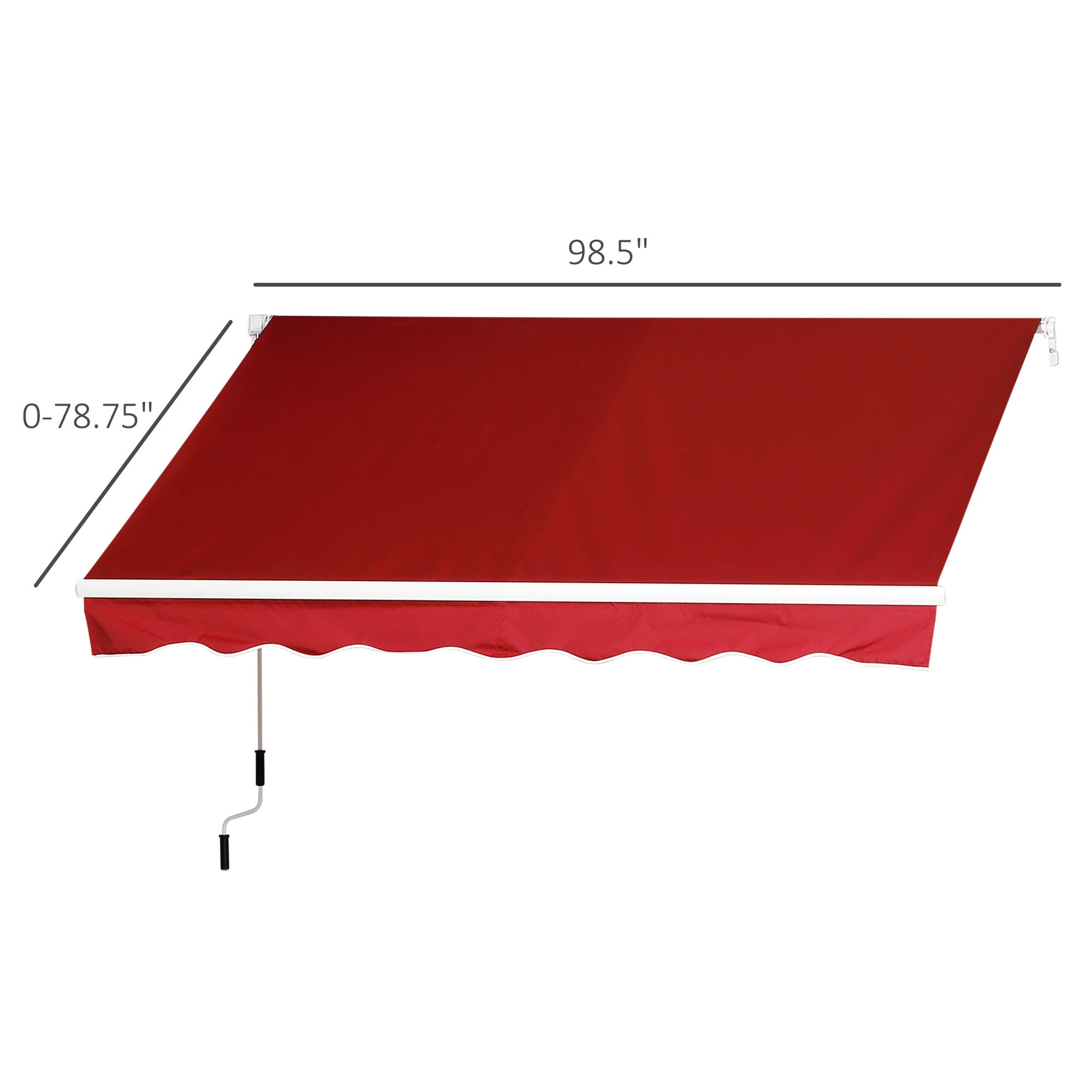Outsunny 8'x7' Patio Awning Manual Retractable Sun Shade Outdoor Deck Canopy Shelter, Wine Red