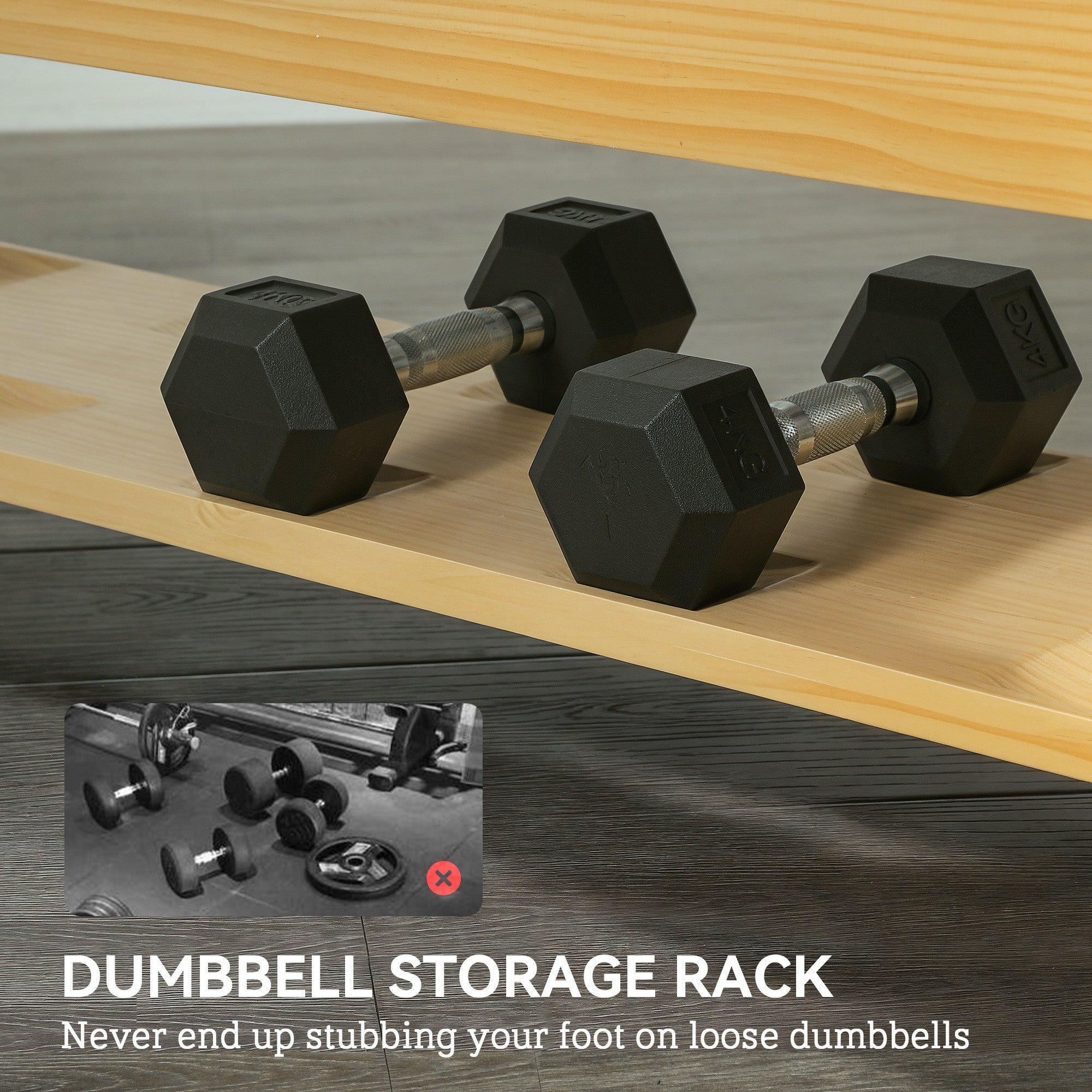 Soozier Wooden Adjustable Weight Bench with Dumbbell Storage Rack, Flat or Incline Workout Bench for Weight Lifting, Black