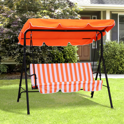 Outsunny 3-Seater Outdoor Porch Swing with Adjustable Canopy, Patio Swing Chair for Garden, Poolside, Backyard, Orange
