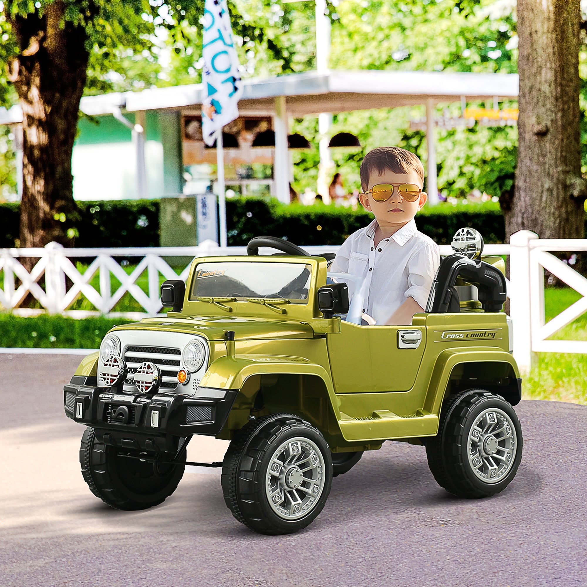 Aosom 12V Kids Electric Ride On Car Toy Truck with Remote Control 2 Speeds Lights MP3 LCD Power Indicator, Green