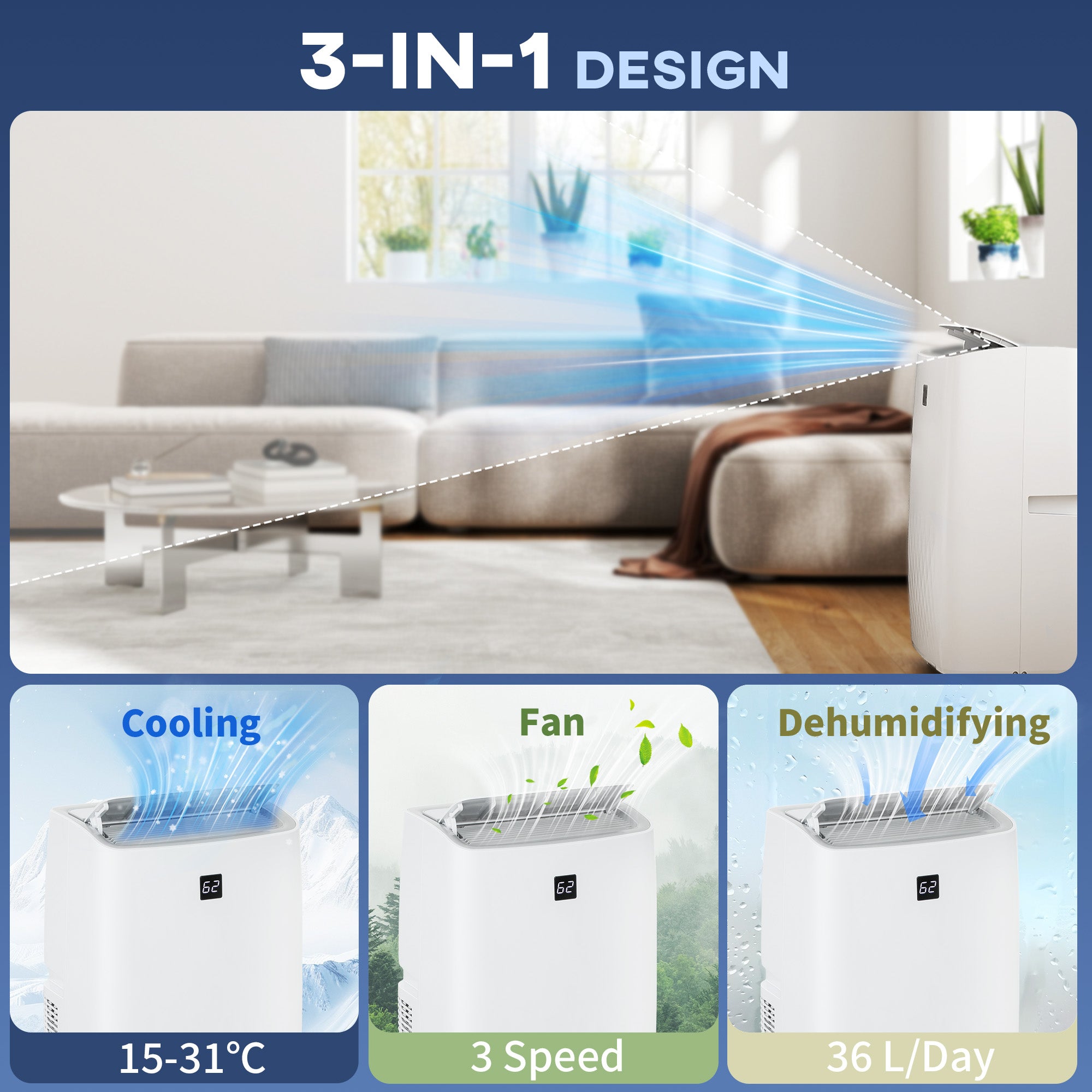 HOMCOM 14000 BTU Portable Air Conditioner, AC Unit with Cool, Dehumidifier, Fan, 700 Sq. ft, 24H Timer On Off, Window Kit