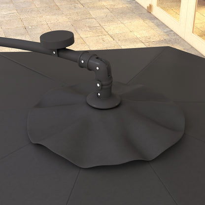 Outsunny 9.5' Offset Patio Umbrella Garden Parasol with Solar LED Lights and Weights, Dark Grey