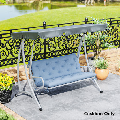 Outsunny 2 Seater Garden Bench Cushion, Thick Outdoor Non-Slip 2 Seater Soft Pad With Backrest for Garden Patio, 47" x 43" x 5", Light Blue