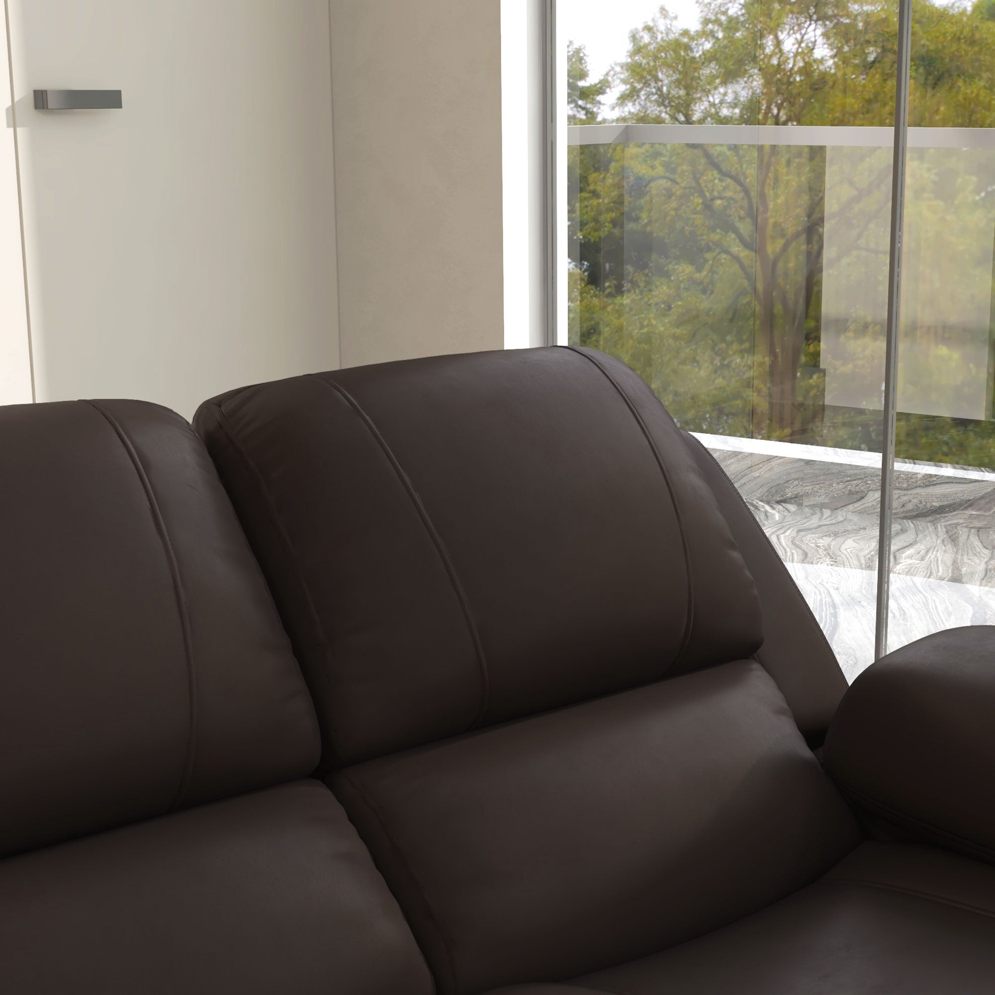 HOMCOM PU Leather Manual Recliner Sofa, Double Reclining Loveseat with Pullback Control Footrest for Living Room, Brown