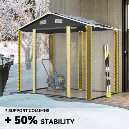 Outsunny 7.7' x 6.5' Outdoor Metal Garden Shed House Hut Gardening Tool Storage with Ventilation, Dark Grey