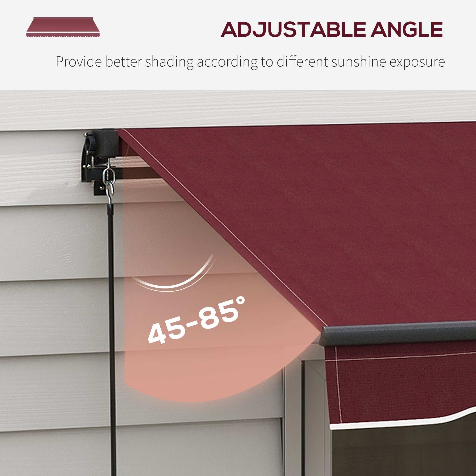 Outsunny 13' x 10' Retractable Awning, 280gsm UV Resistant Sunshade Shelter, for Deck, Balcony, Yard, Wine Red