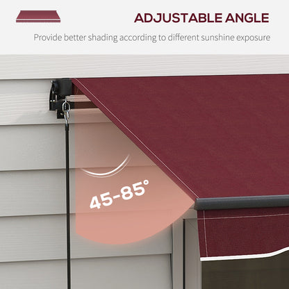 Outsunny 13' x 10' Retractable Awning, 280gsm UV Resistant Sunshade Shelter, for Deck, Balcony, Yard, Wine Red