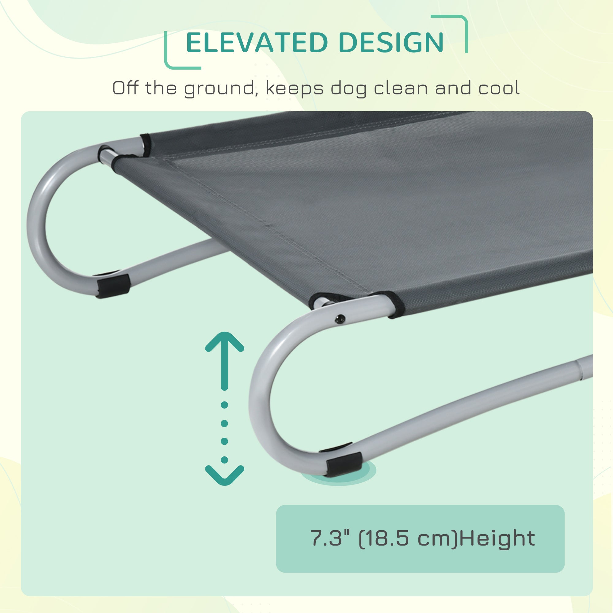 PawHut Elevated Dog Bed, Pet Cot, Steel Frame and Breathable Mesh Surface, for Extra Large Dogs, Indoor or Outdoor Use, Grey