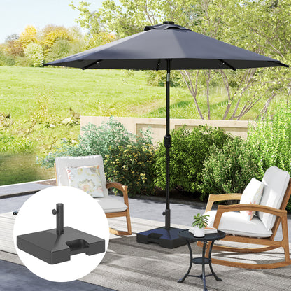 Outsunny Patio Umbrella Base with Wheels Handle, Heavy Duty Outdoor Umbrella Stand Base, Filled Up to 73lbs with Stand or 57lbs with Water for Garden, Poolside, Black