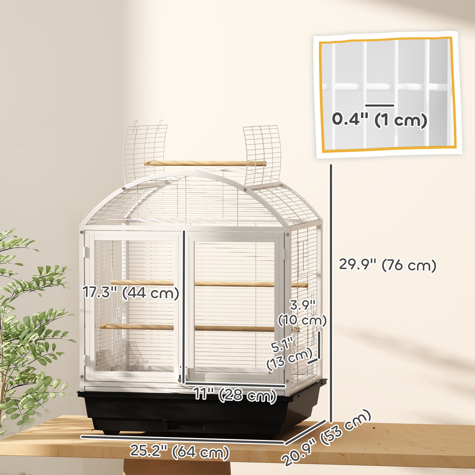 PawHut 30 Inch Open Top Bird Cage with Rolling Stand, Removable Tray, Food Container for Medium Small Bird, Finches, Dark Grey