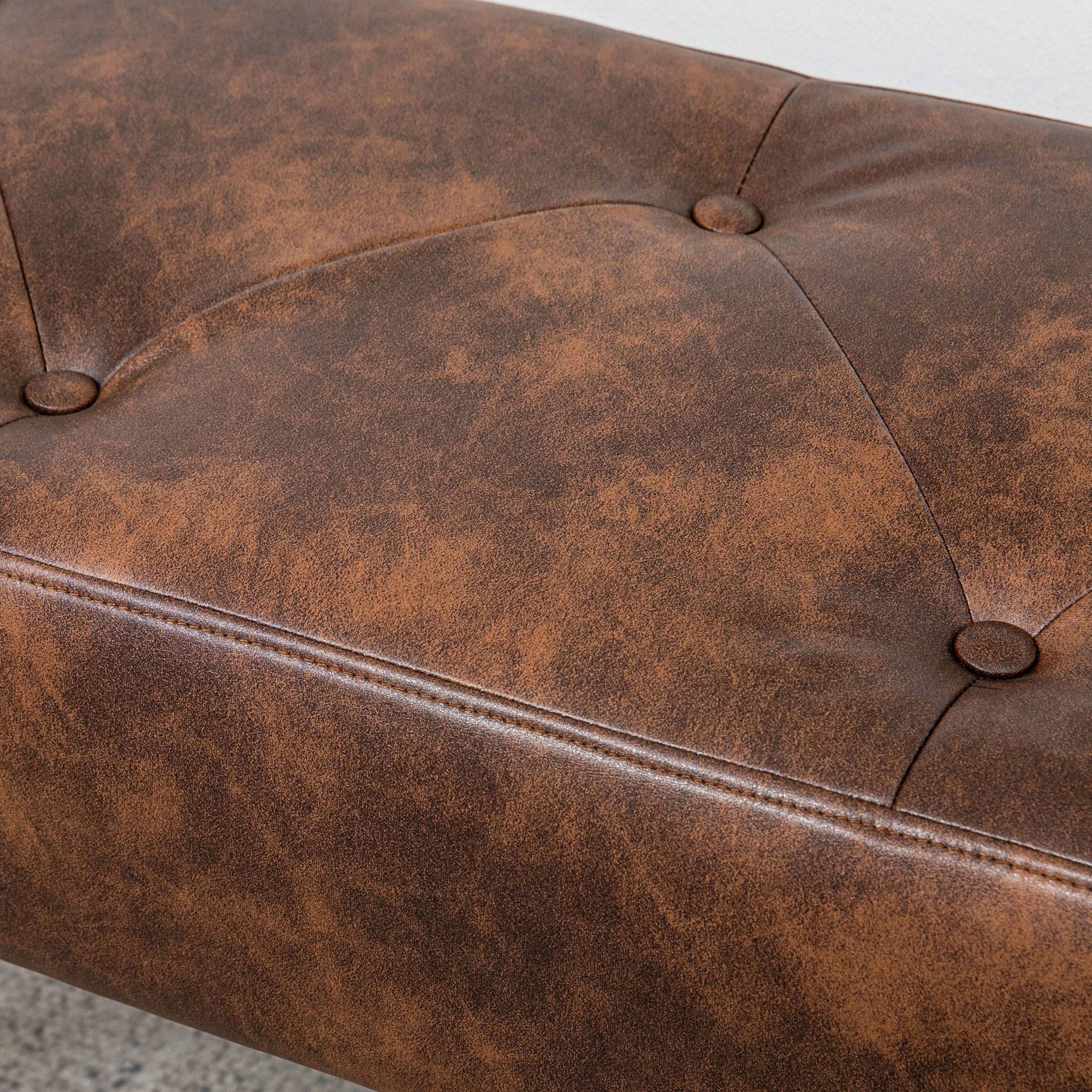 HOMCOM Bedroom Bench, End of Bed Bench with Button Tufted, PU Leather Upholstered Entryway Bench with Wood Legs, Brown