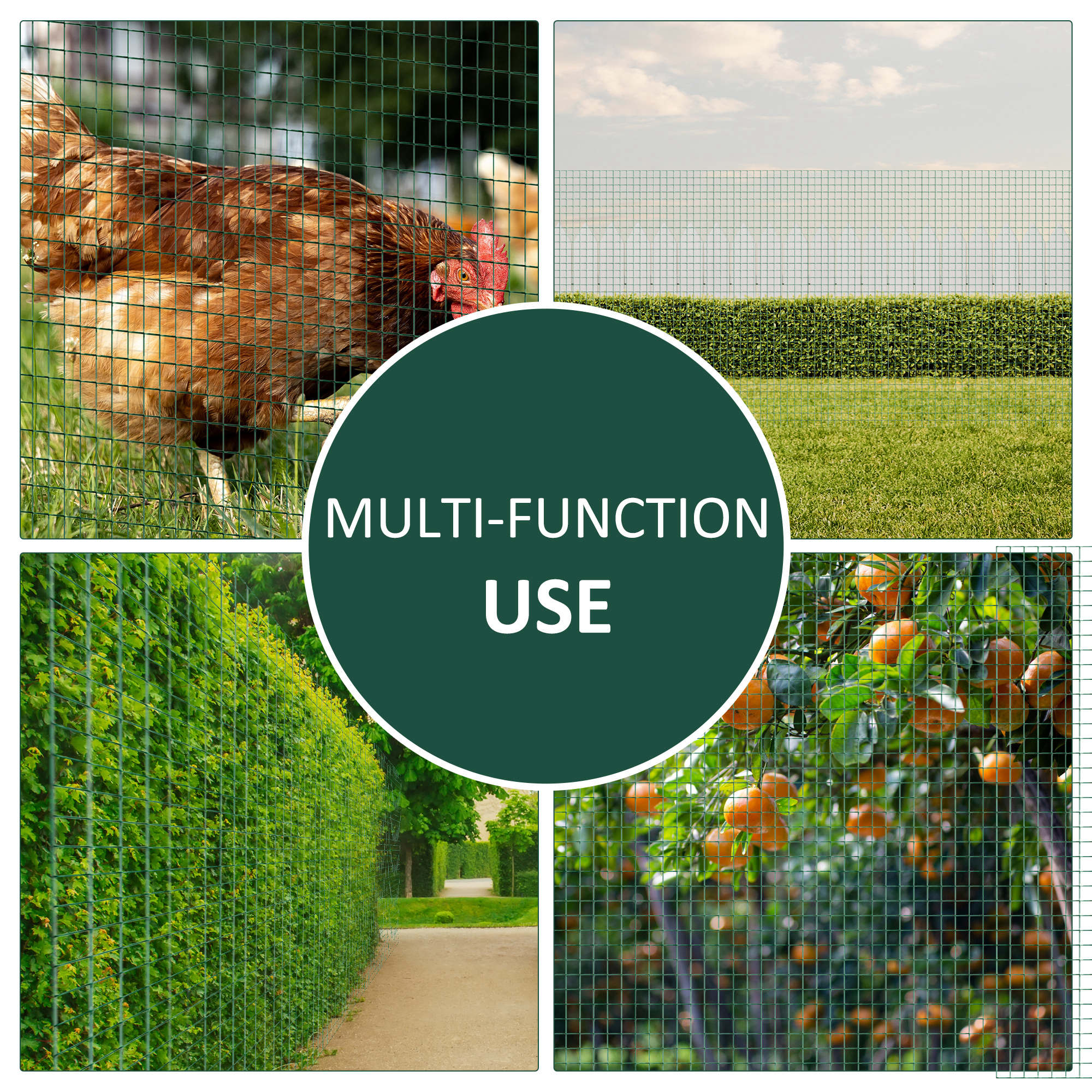 PawHut Chicken Wire Fencing 98' x 3', 1" x 0.5" Rectangle Chicken Wire for Crafts Garden Poultry, Metal Hardware Cloth Netting for Chicken Coops, Rabbit Cage, Dark Green