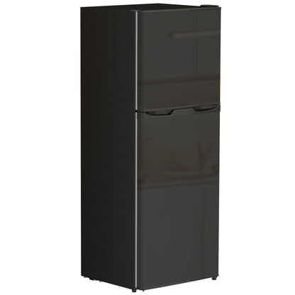 HOMCOM Double Door Mini Fridge with Freezer, 4.6 Cu.Ft Small Refrigerator with Thermostat, Shelves, Reversible Door, Black