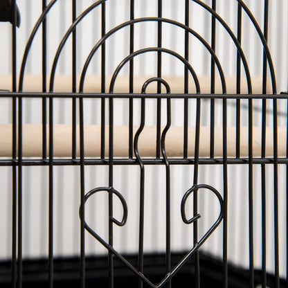 PawHut 25" Bird Cage with Perch, Swing, Food Container, Slide-out Tray, Handle, Parrot Cage for Finches, Canaries, Budgies