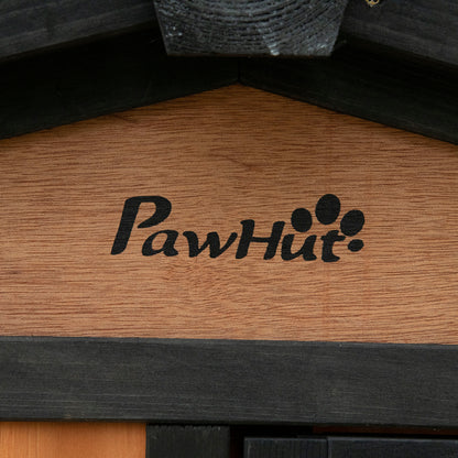 PawHut 69" Wooden Rabbit Hutch Pet Playpen Bunny House Enclosure with Run Box, Slide-out Tray, Ramp, for Rabbits and Small Animals, Black