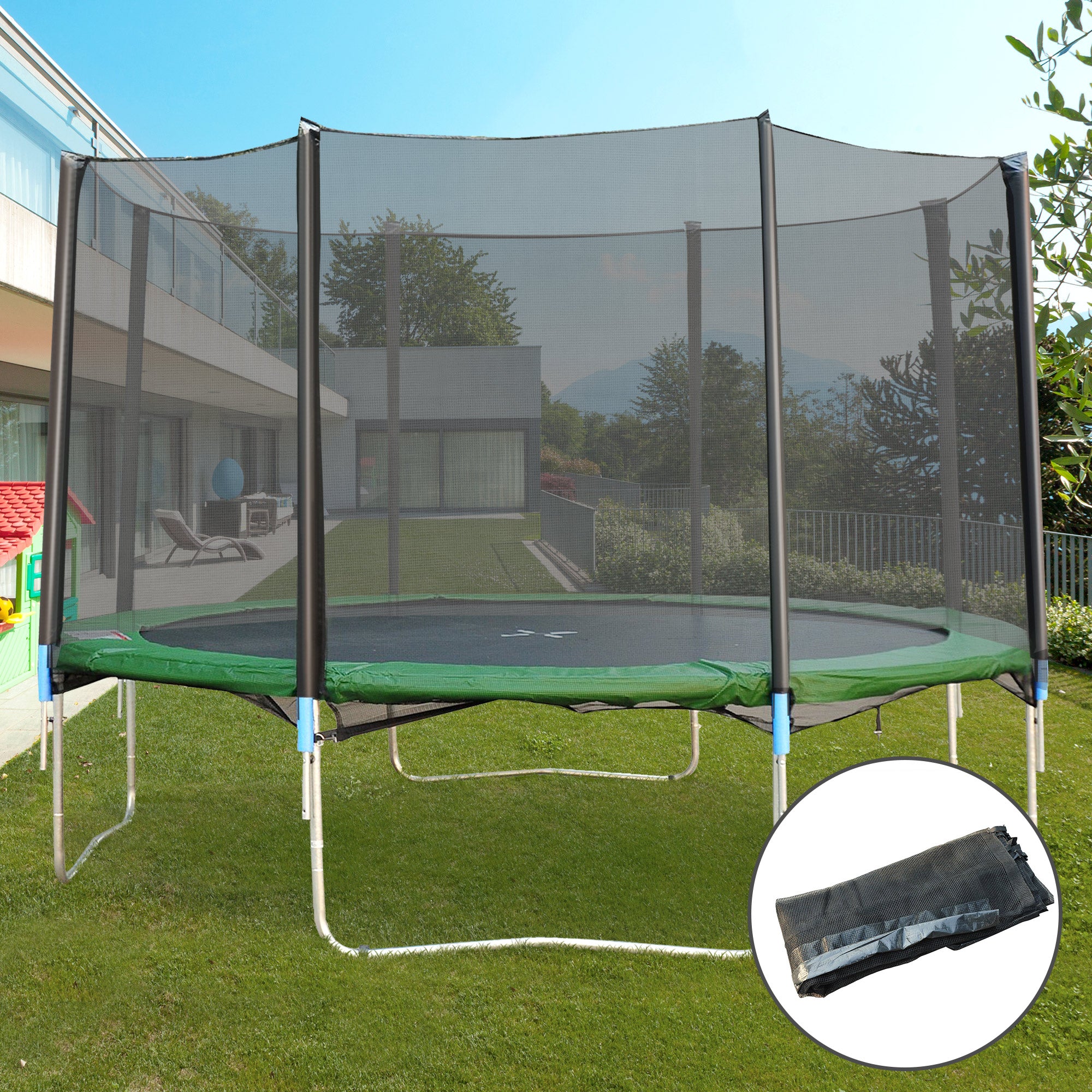 Aosom 14' Round Trampoline Enclosure Safety Net Fence Replacement Trampolining Bounce Part No Poles Included