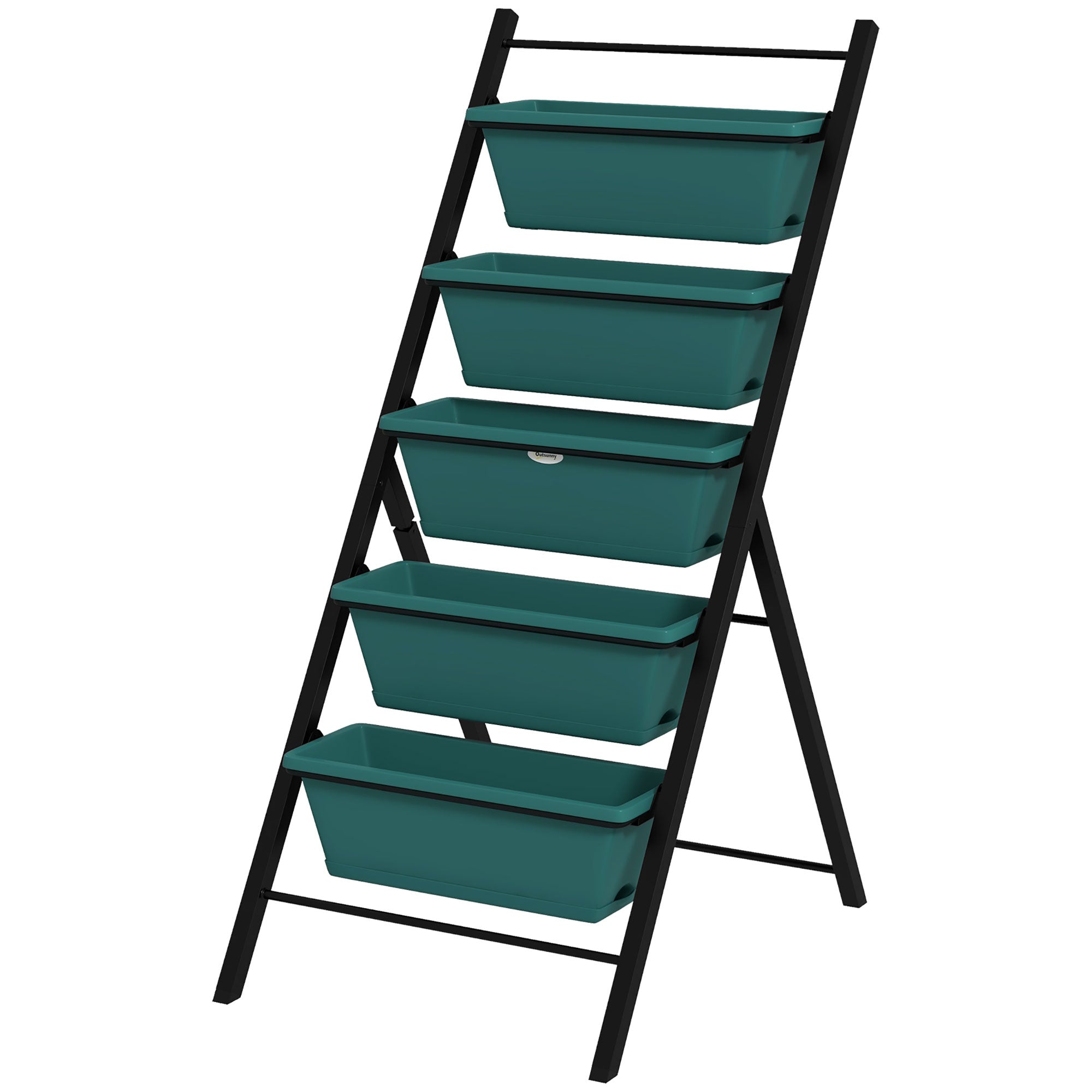 Outsunny 5-Tier Vertical Raised Garden Planter with 5 Container Boxes, Outdoor Plant Stand for Vegetable Flowers, Green