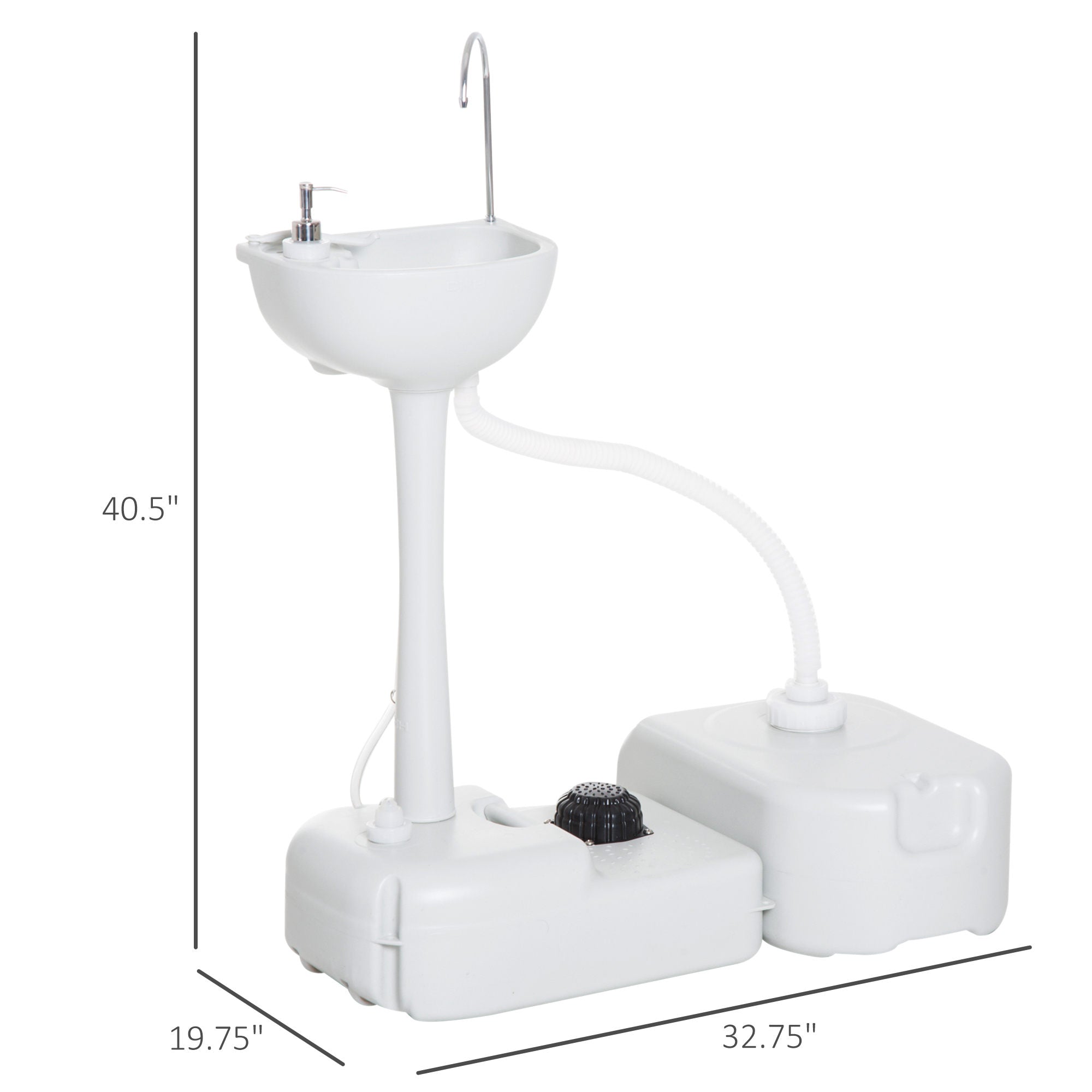Outsunny Portable Camping Sink Hand Wash Station Basin with 17L Water Tank, 24L Recovery Tank, Soap Dispenser and Towel Holder