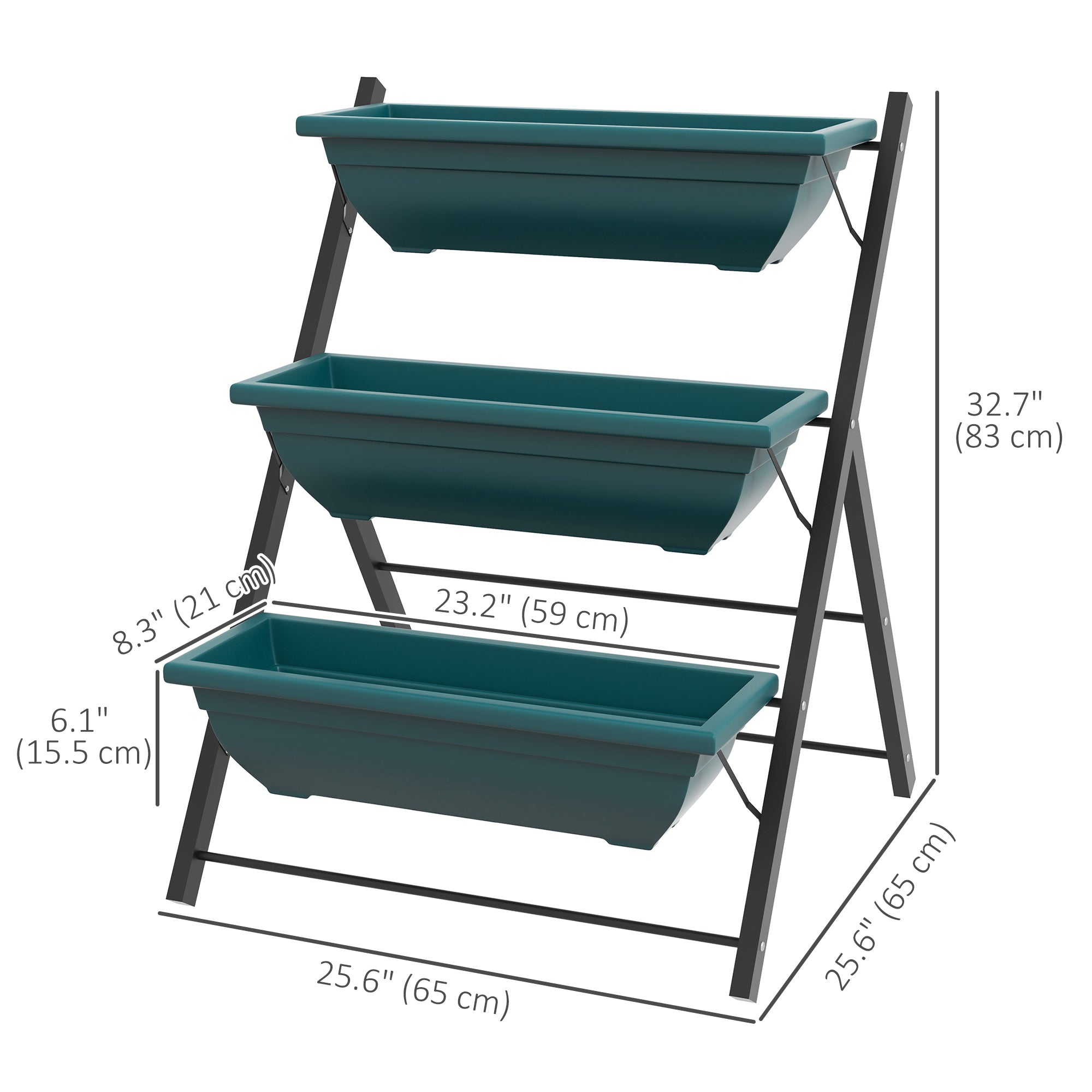 Outsunny 3-Tier Vertical Raised Garden Planter with 3 Boxes, Outdoor Plant Stand Grow Container for Vegetable Flowers