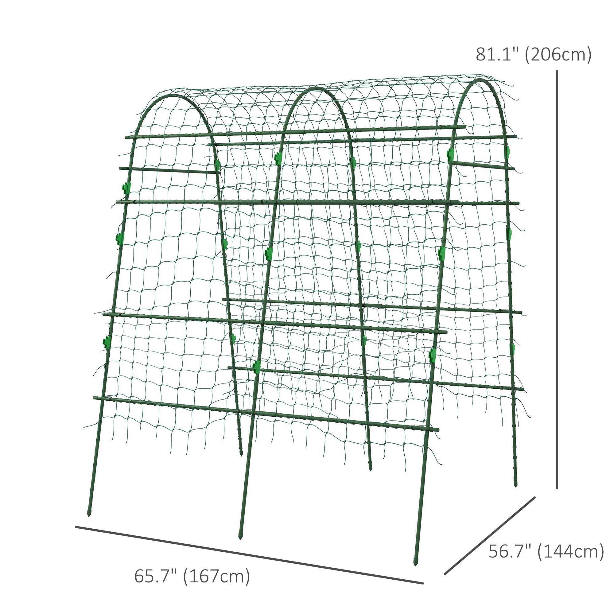 Outsunny Metal Garden Trellis, Arch Trellis for Climbing Plants Outdoor, A-Frame, with Climbing Net, 57" x 66" x 81"