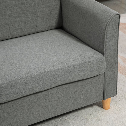 HOMCOM 2-Seat Sofa Two-Seater Couch with Armrests and Wood Legs for Living Room, Bedroom, Grey