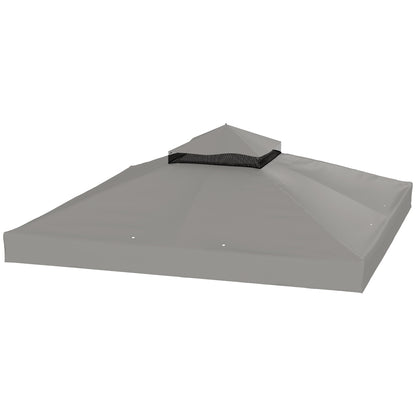 Outsunny 10' x 10' Gazebo Canopy Replacement Cover, 2-Tier Garden Gazebo Roof Replacement, UPF30+, TOP COVER ONLY, Grey