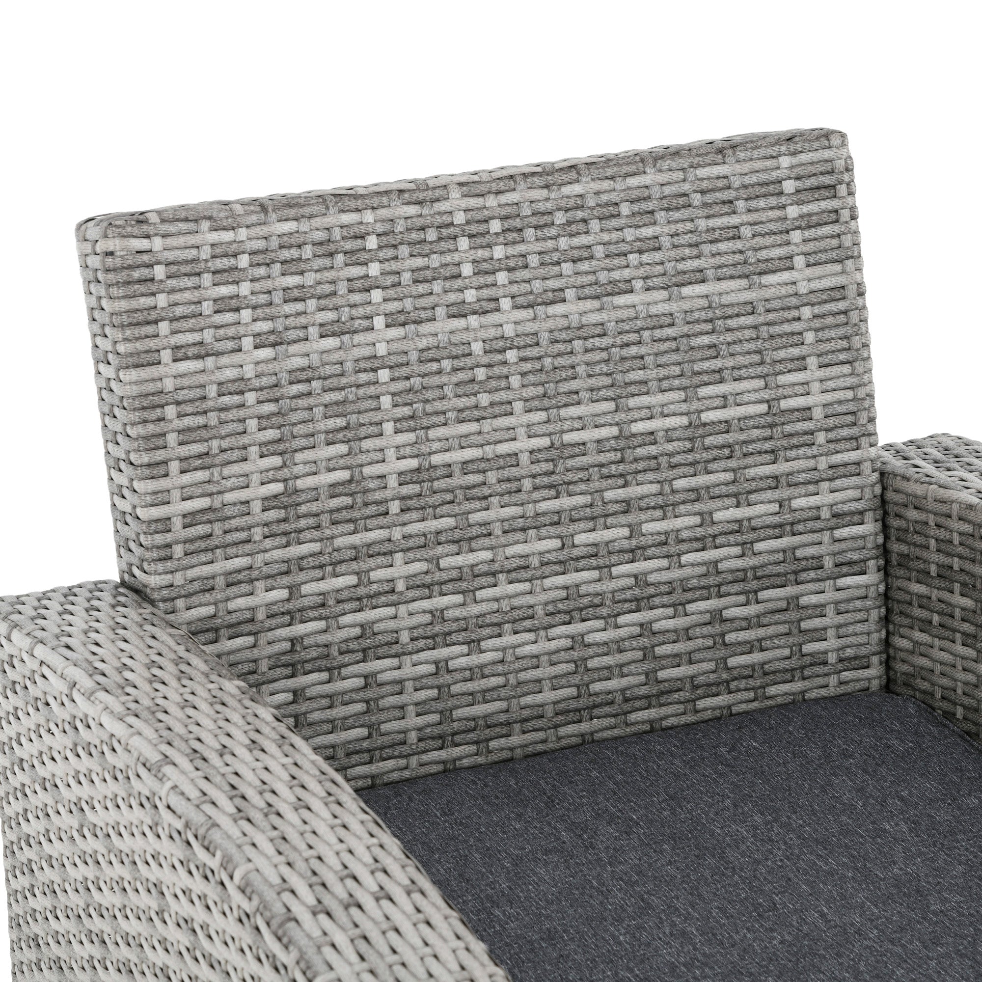 Outsunny 6 Pcs Patio Furniture Set, Rattan Outdoor Furniture Set with 3 Seater Sofa, Armchairs, Footstools and Table, Light Grey