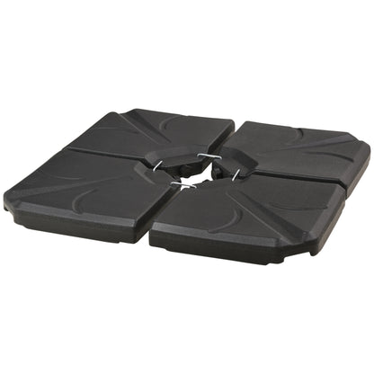Outsunny 4 Piece Umbrella Base Stand Cantilever Offset Patio Umbrella Weight Plates w/ U Locking, 123 lb Capacity Water or 158 lb Capacity Sand, Black