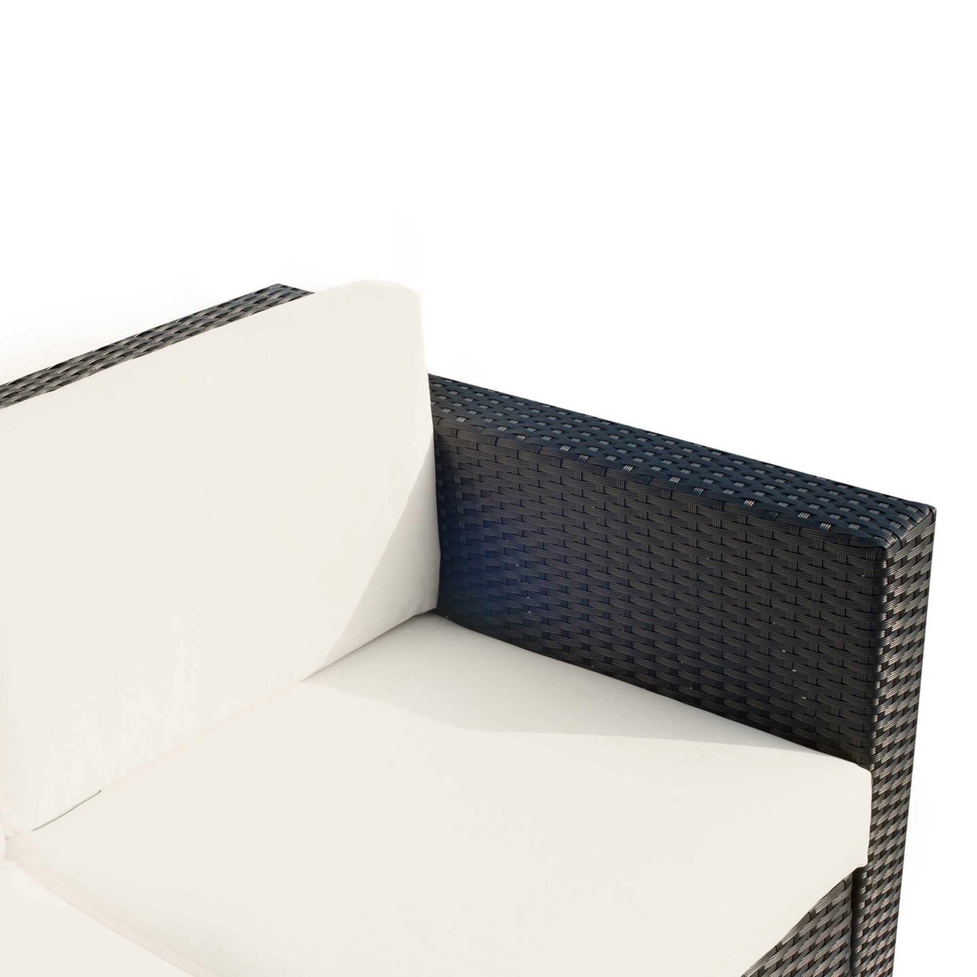Outsunny Deluxe 3 Seat Rattan Wicker Sofa Garden Outdoor Patio Furniture with Cushion, Cream White