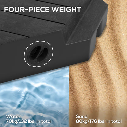Outsunny Offset Umbrella Base Outdoor Umbrella Weights, 132 lb. Capacity Water or 176 lb. Capacity Sand, Black
