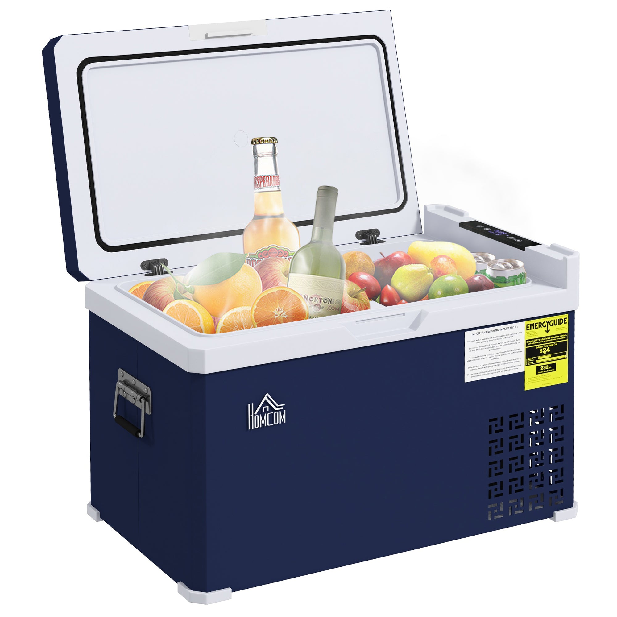HOMCOM Dual Zone Car Fridge, 32 Quart Portable Fridge, 12/24V DC and 100V-240V AC, for Campervan RV Boat Travel Use, -4℉-68℉