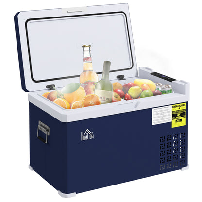 HOMCOM Dual Zone Car Fridge, 32 Quart Portable Fridge, 12/24V DC and 100V-240V AC, for Campervan RV Boat Travel Use, -4℉-68℉