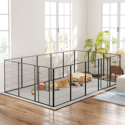 PawHut 16 Panels Dog Playpen with Strap, Portable & DIY, for Large Dogs, for Yard, RV, Camping, Garden, 47" Height