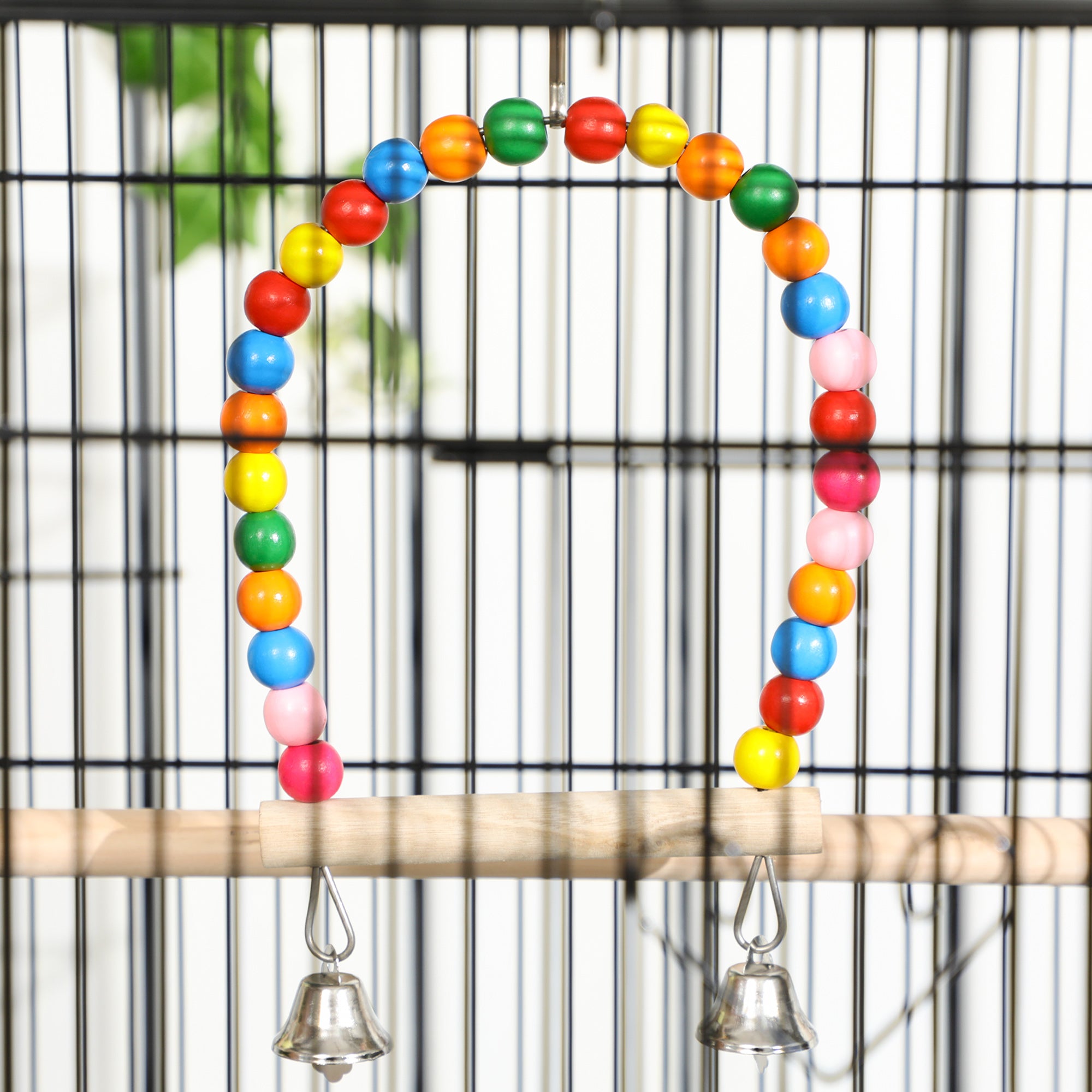 PawHut 52" Bird Cage with Rolling Stand, Toys, for Budgies Canaries Black