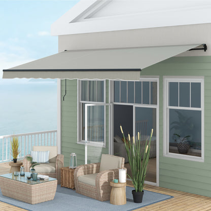 Outsunny 15' x 10' Retractable Awning, 280gsm UV Resistant Sunshade Shelter, for Deck, Balcony, Yard, Light Grey
