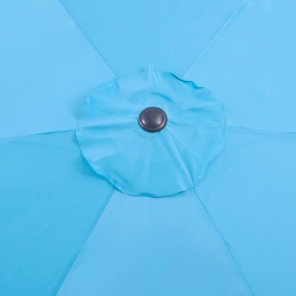 Outsunny 8.5' Round Aluminum Patio Umbrella Garden Parasol Market Sunshade Tilt Canopy w/ 6 Ribs, Crank Handle, Blue