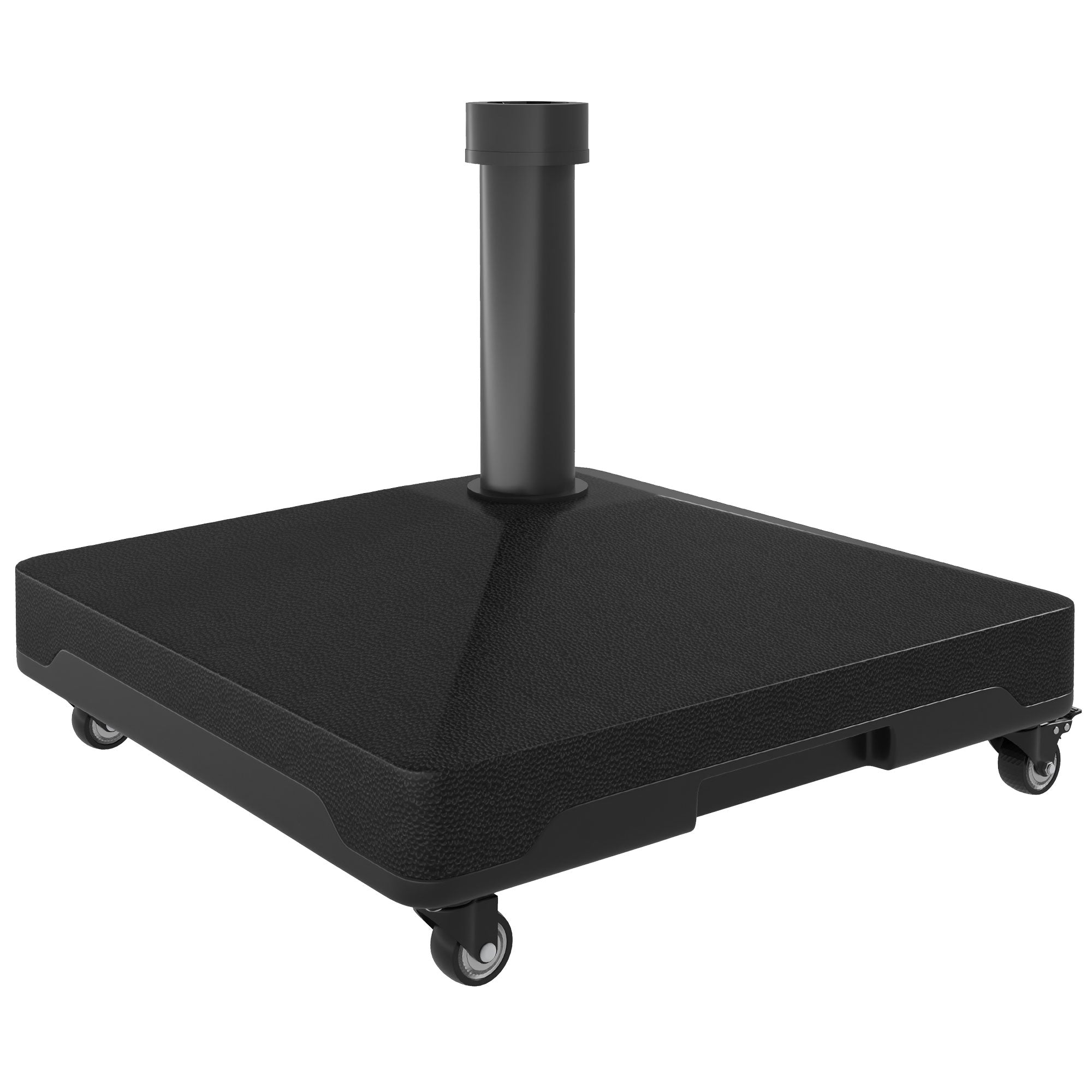 Outsunny Umbrella Base with Wheels, Fillable Base Holder with Steel Pole, Parasol Stand for Patio, Outdoor, Backyard, Black