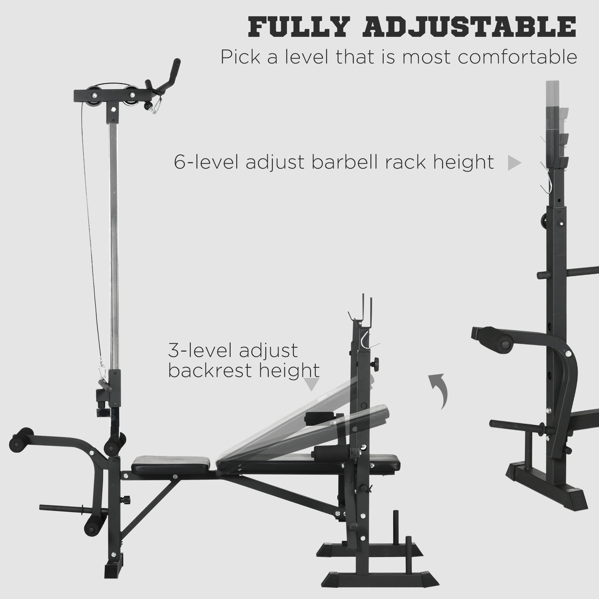 Soozier Adjustable Weight Bench with Pulley System for Home Gym Full Body Workout