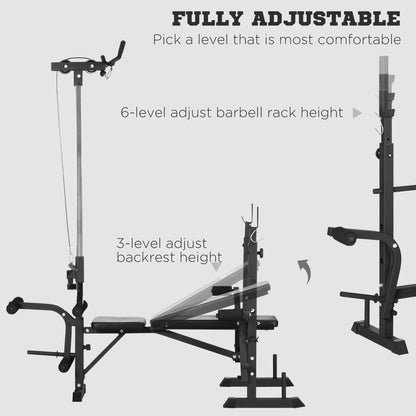 Soozier Adjustable Weight Bench with Pulley System for Home Gym Full Body Workout