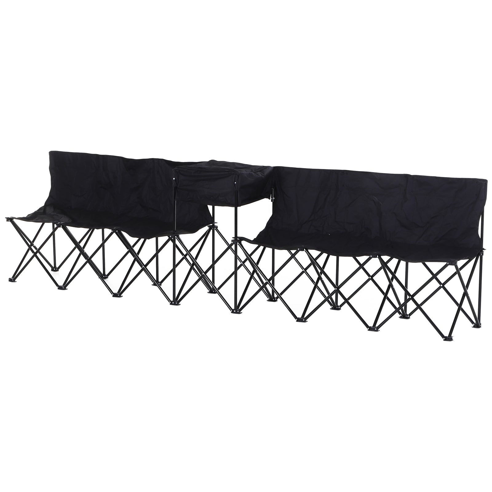 Outsunny 6-Person Folding Camping Bench Chair Sport Seat Folding Cooler Bag w/ Carrying Case
