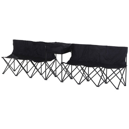 Outsunny 6-Person Folding Camping Bench Chair Sport Seat Folding Cooler Bag w/ Carrying Case