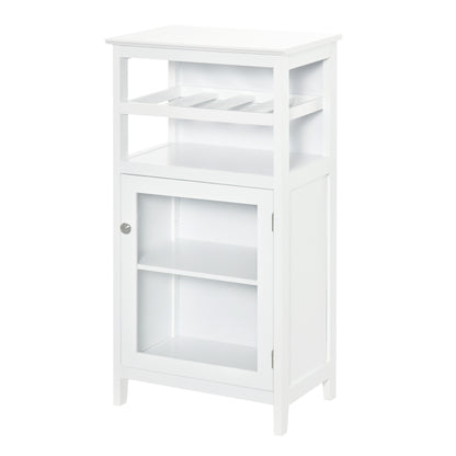 HOMCOM Wine Cabinet with 4 Bottle Wine Rack, Open Shelf, Acrylic Door Cabinet with Adjustable Shelf for Home Bar, White