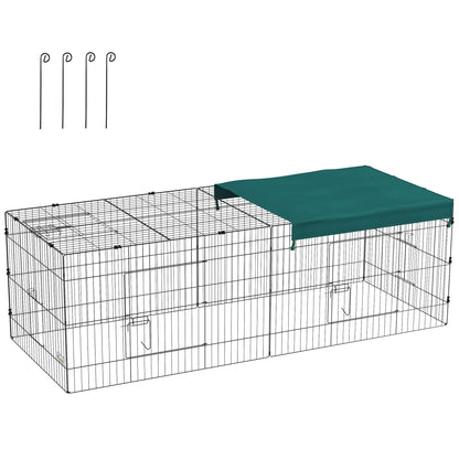 PawHut Small Animal Cage with Roof, Indoor/Outdoor Use, for Chicken, Rabbits, Chinchillas, 87" x 34" x 28", Green