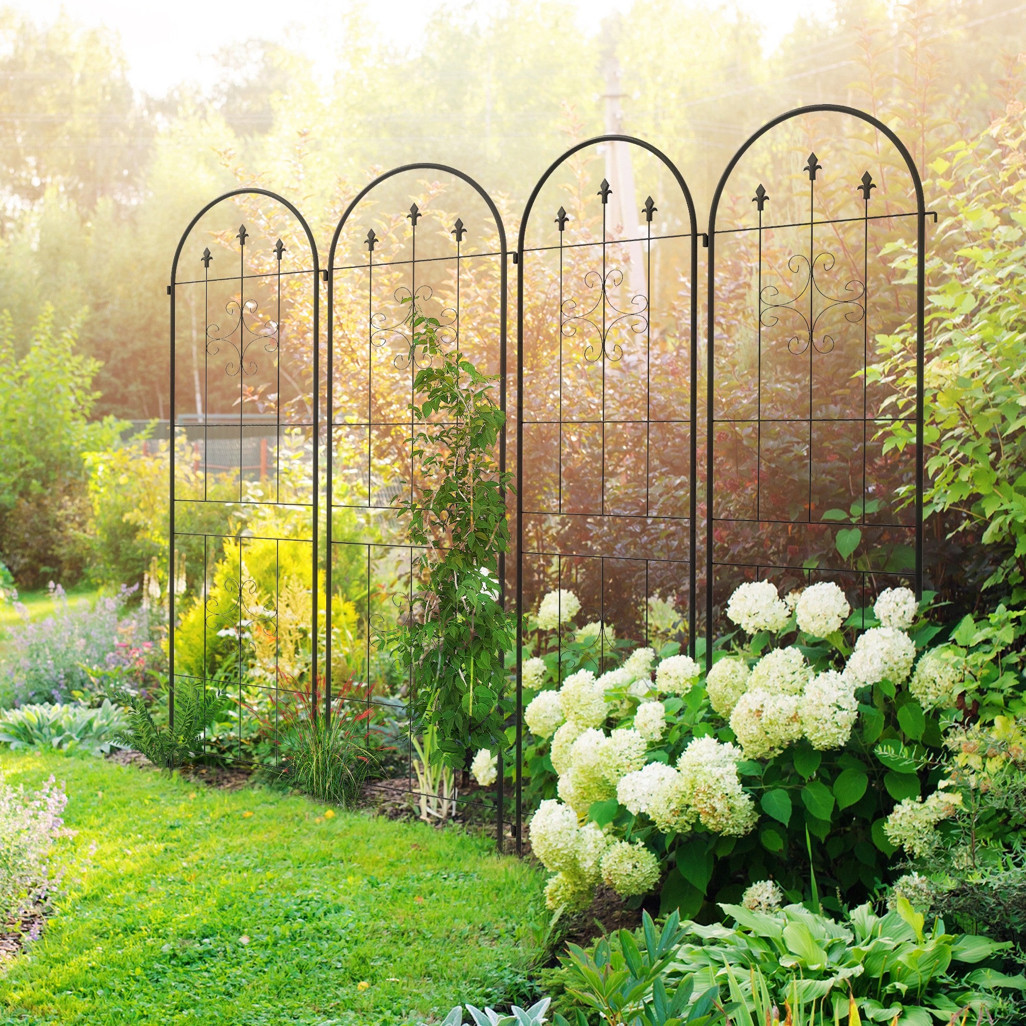 Outsunny Metal Trellis Set of 4, Garden Trellis for Climbing Plants Support Frames, Arrow Design