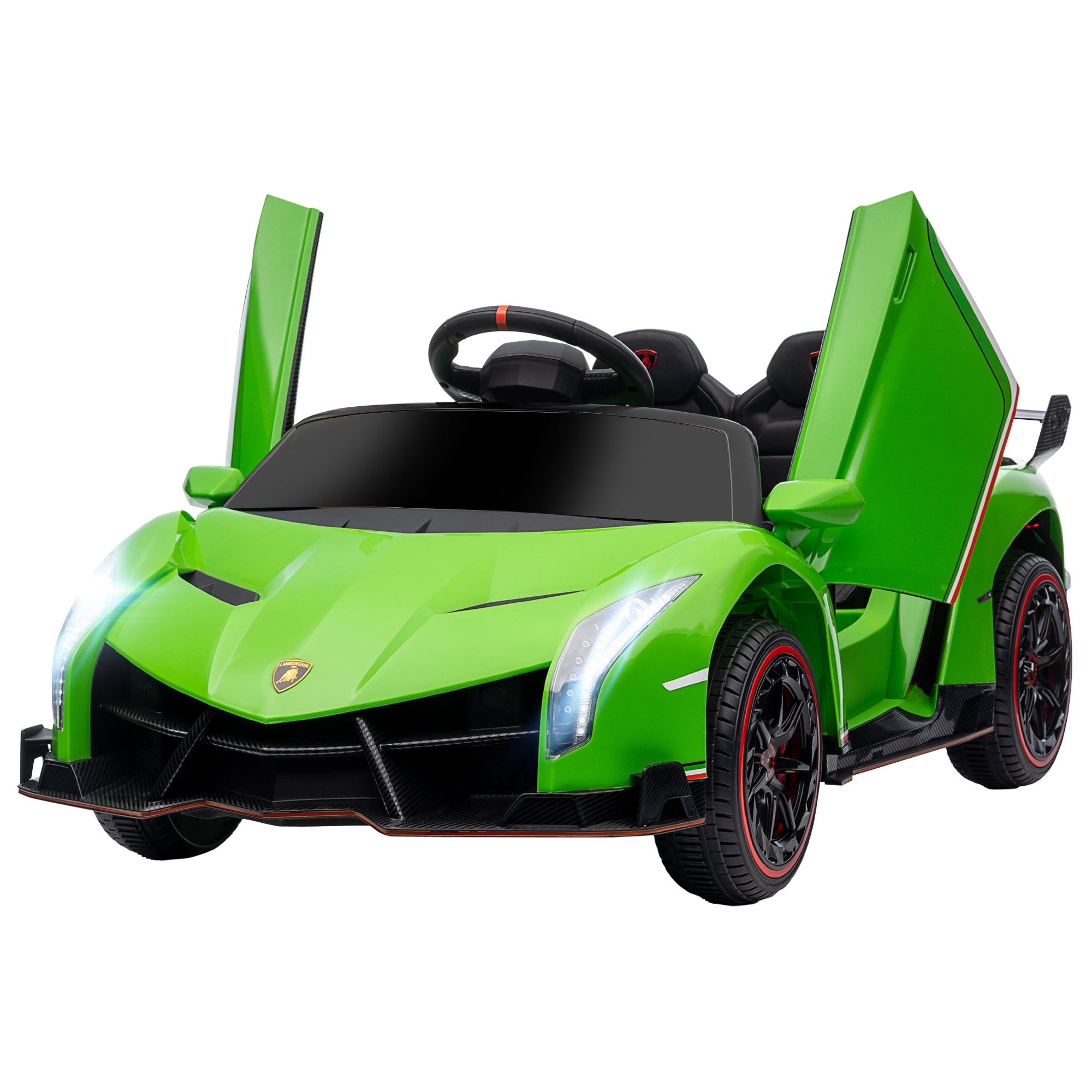 Aosom 12V Electric Ride on Car with Butterfly Doors, 4.3Mph Kids Ride-on Toy for Boys and Girls with Remote Control, Horn Honking, Music, Lights, Green