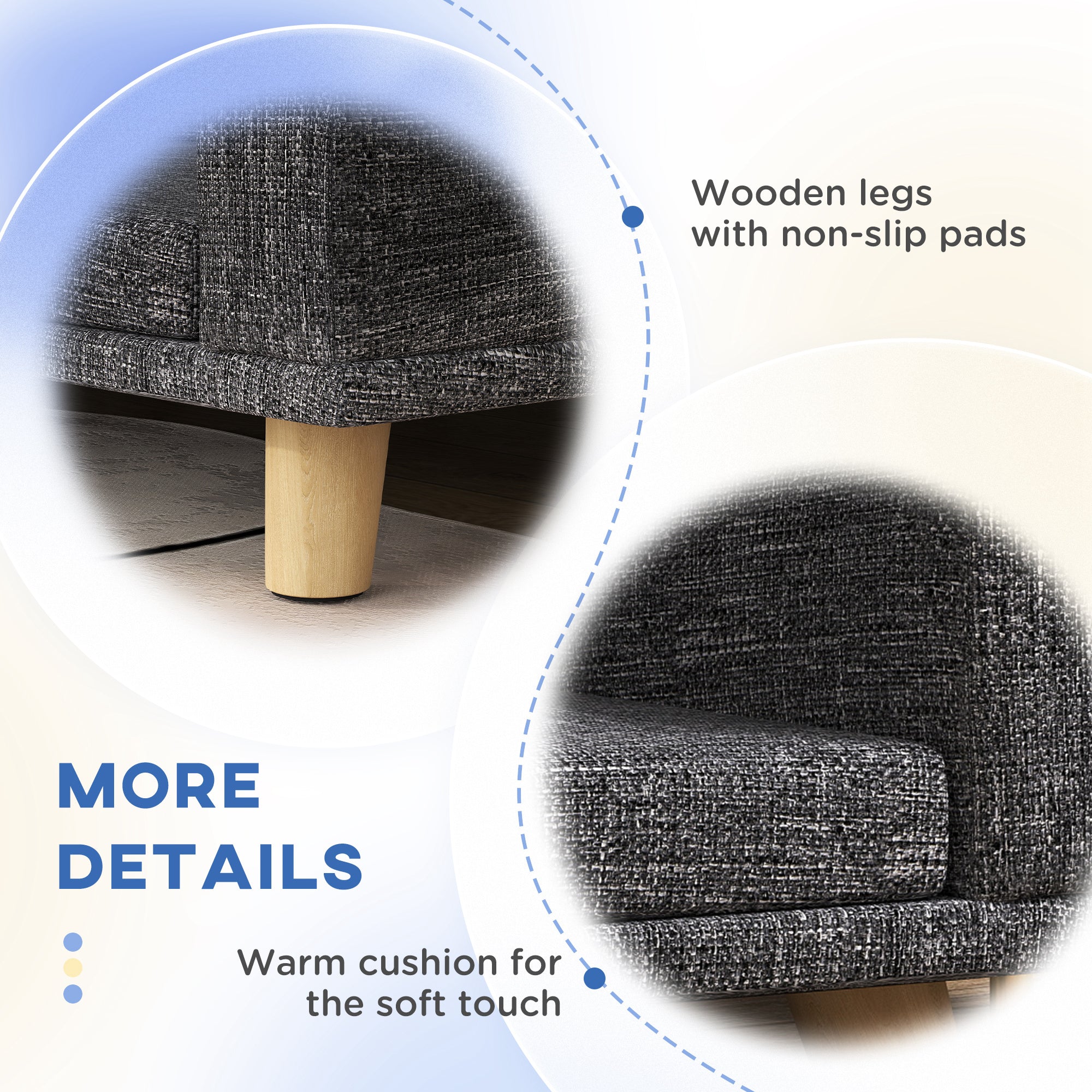 PawHut Dog Sofa for Large Dogs with Washable Cover, Anti-slip Foot Pads, Dark Grey