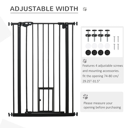 PawHut 41" Easy Open Indoor Dog Gates for Doorways, House, Stair - Black