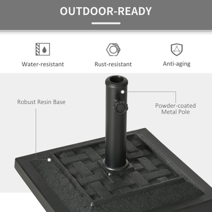 Outsunny 26 lb Heavy Duty Patio Umbrella Base, Square Resin Market Umbrella Stand for Outdoor, Garden, Backyard, Black