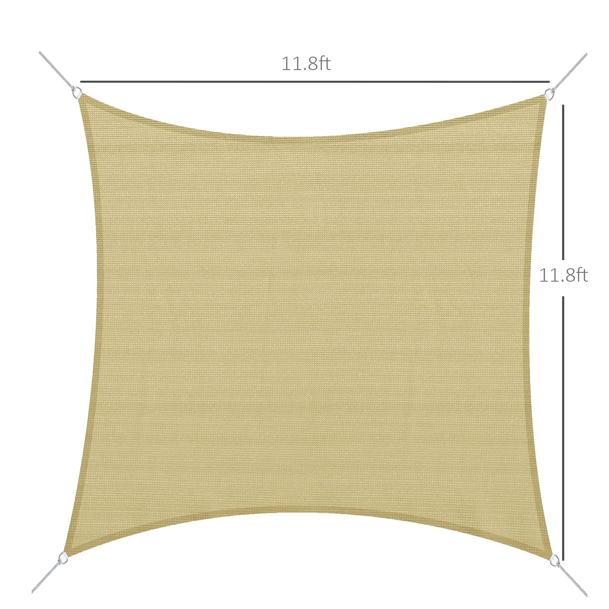 Outsunny Square 12’ Canopy Sun Sail Shade Garden Cover UV Protector Outdoor Patio Lawn Shelter with Carrying Bag Sand
